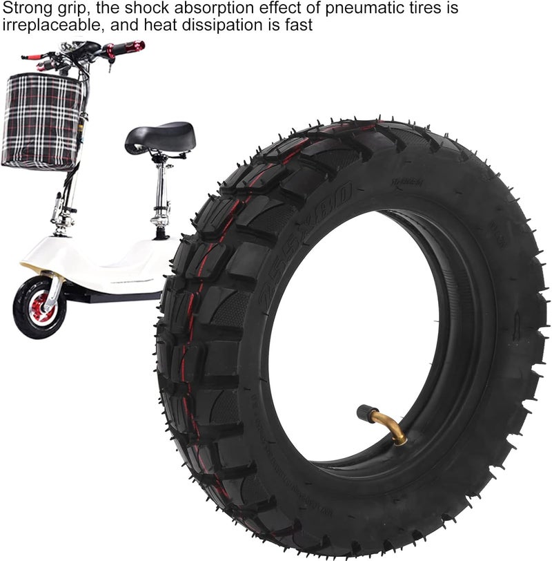 Keenso Rubber Scooter Tires, 10in Electric Scooter Tire with 10x2.5in Inner Tube Inflatable Rubber Tyre Replacement 255x80 Outer Tube - Image 2